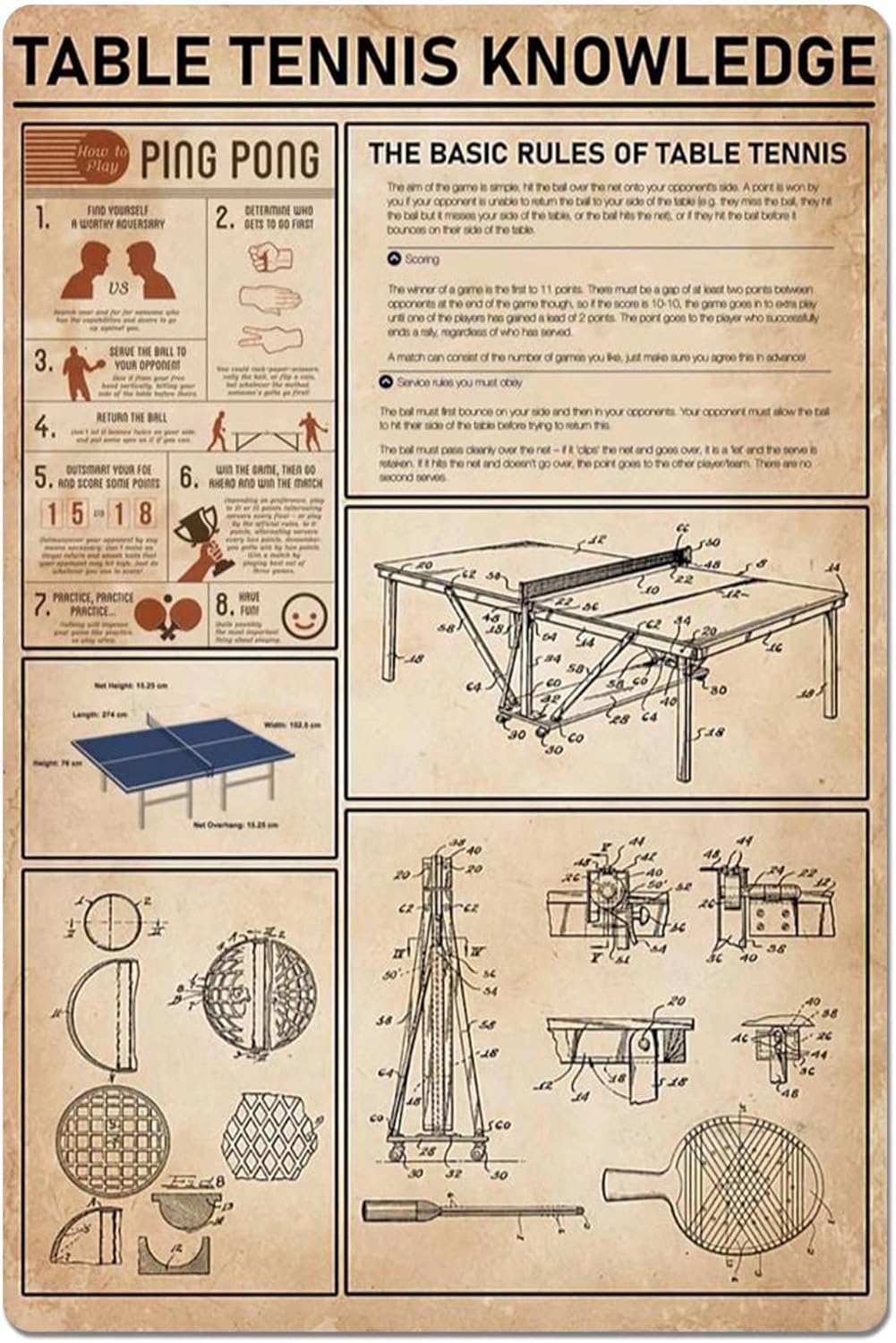 Poster Logam Pengetahuan Tenis - Table Tennis Rules ulasan dan harga